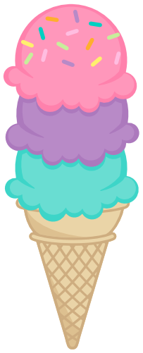 (s085-4) Triple Stack Colorful Ice Cream Cone Sprinkles