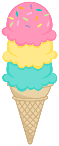 (s085-4) Triple Stack Colorful Ice Cream Cone Sprinkles