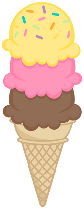 (s085-4) Triple Stack Colorful Ice Cream Cone Sprinkles