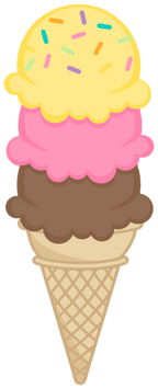 (s085-4) Triple Stack Colorful Ice Cream Cone Sprinkles
