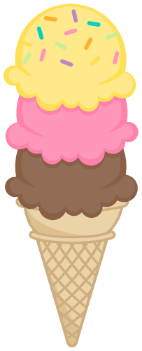 (s085-4) Triple Stack Colorful Ice Cream Cone Sprinkles