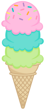 (s085-4) Triple Stack Colorful Ice Cream Cone Sprinkles