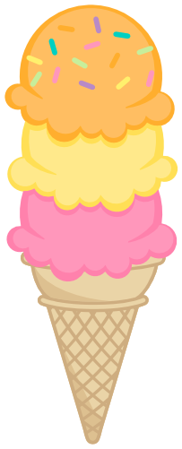 (s085-4) Triple Stack Colorful Ice Cream Cone Sprinkles