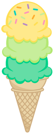 (s085-4) Triple Stack Colorful Ice Cream Cone Sprinkles