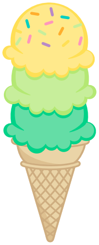 (s085-4) Triple Stack Colorful Ice Cream Cone Sprinkles