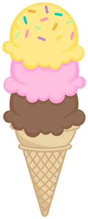 (s085-4) Triple Stack Colorful Ice Cream Cone Sprinkles