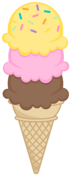 (s085-4) Triple Stack Colorful Ice Cream Cone Sprinkles