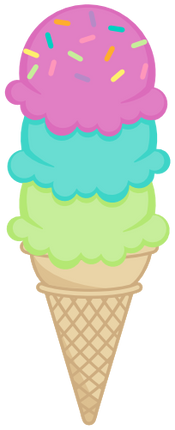 (s085-4) Triple Stack Colorful Ice Cream Cone Sprinkles