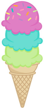 (s085-4) Triple Stack Colorful Ice Cream Cone Sprinkles