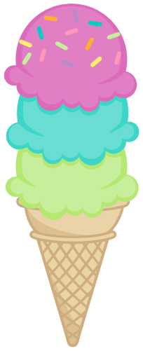(s085-4) Triple Stack Colorful Ice Cream Cone Sprinkles