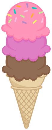 (s085-4) Triple Stack Colorful Ice Cream Cone Sprinkles