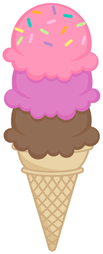(s085-4) Triple Stack Colorful Ice Cream Cone Sprinkles