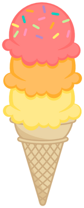 (s085-4) Triple Stack Colorful Ice Cream Cone Sprinkles