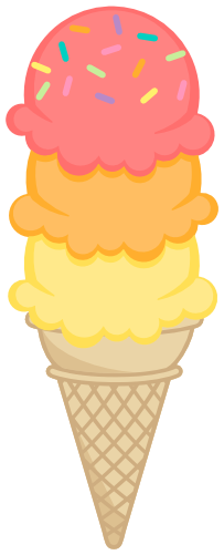 (s085-4) Triple Stack Colorful Ice Cream Cone Sprinkles