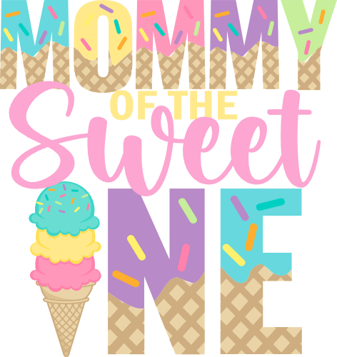 (s085-5-B) Sweet One Ice Cream Cone Family of the Custom Text