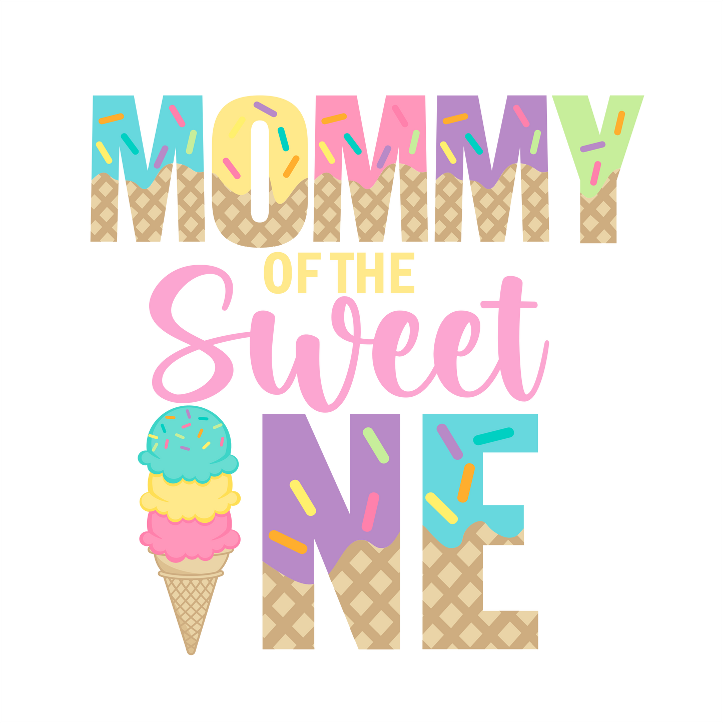 (s085-5B) Sweet One Ice Cream Cone Family of the Custom Text