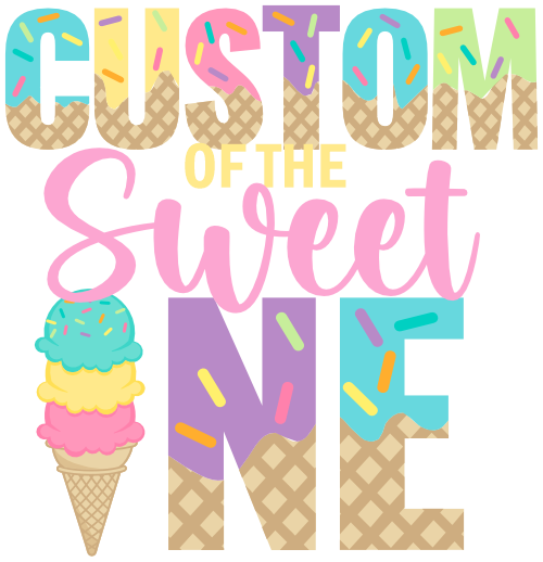 (s085-5-B) Sweet One Ice Cream Cone Family of the Custom Text