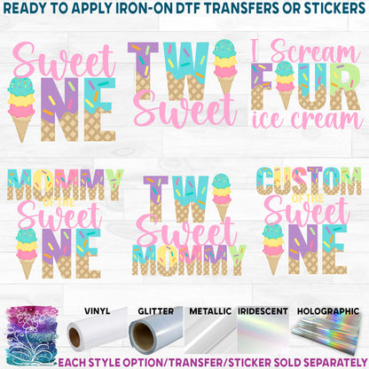 (s085-5B) Sweet One Ice Cream Cone Family of the Custom Text