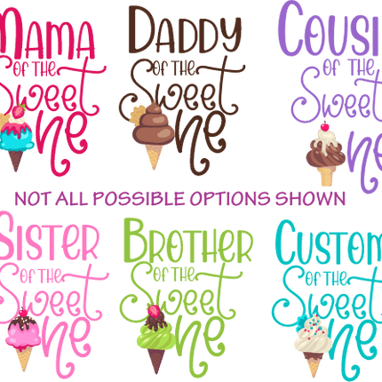 (s085-5-A) Family of the Sweet One 17 Ice Cream Cone Style Options