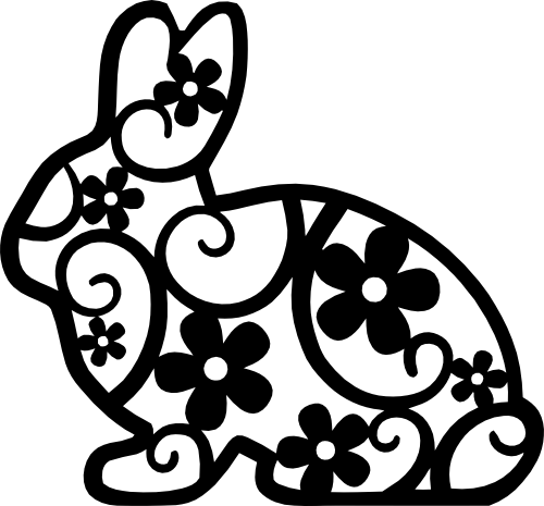 (s089-3B) Bunny Rabbit Daisy Daisies Floral Doodle