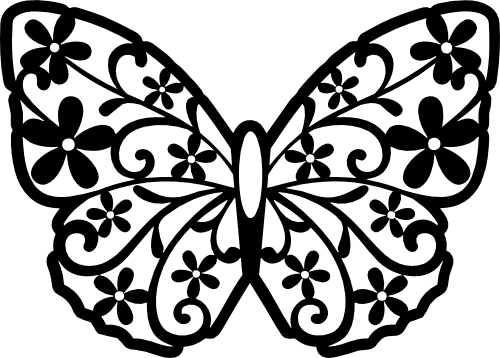 (s089-3F) Butterfly Daisy Daisies Floral Doodle
