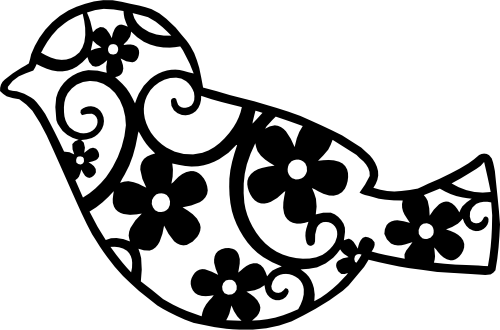 (s089-3A) Bird Daisy Daisies Floral Doodle