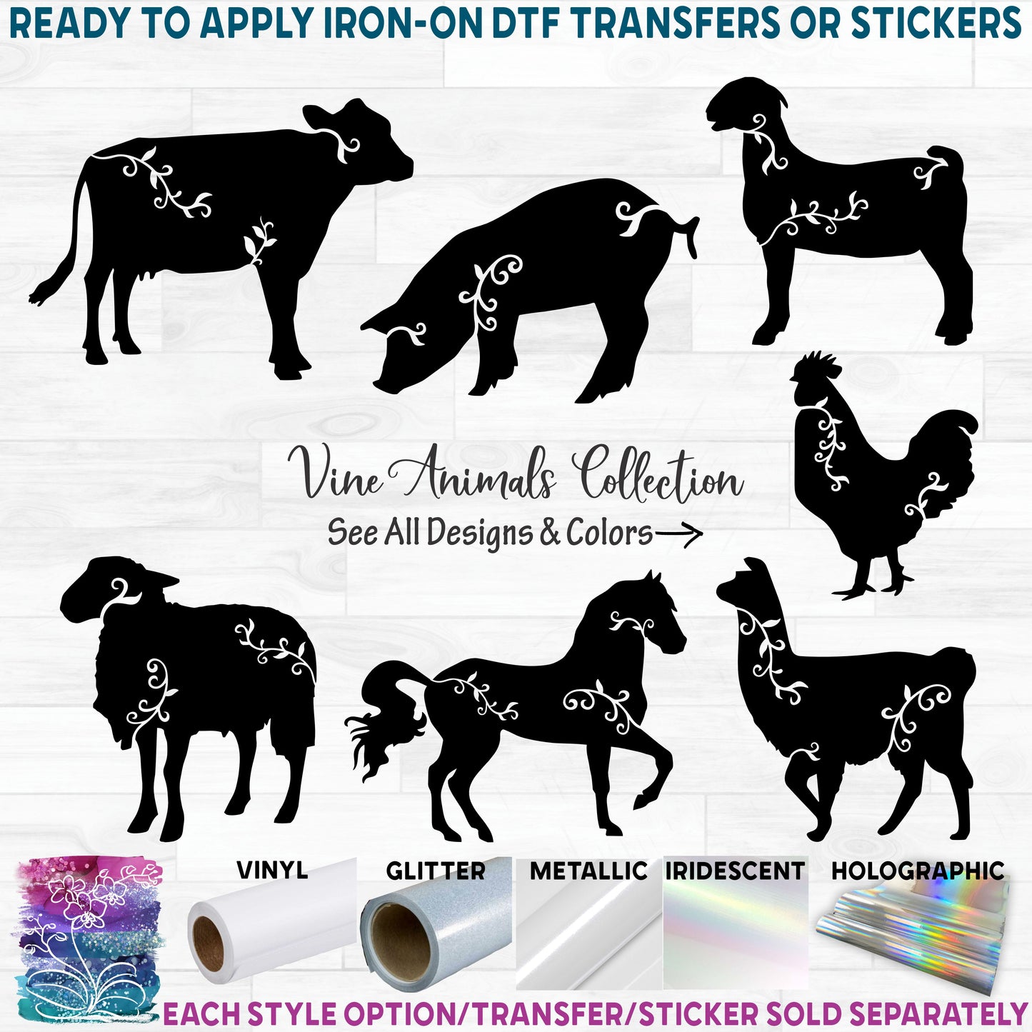(s008-2) Vine Swirl Farm Animals