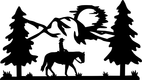 (090-03-M) Mountain Trail Horse Riding Iron-On Transfer