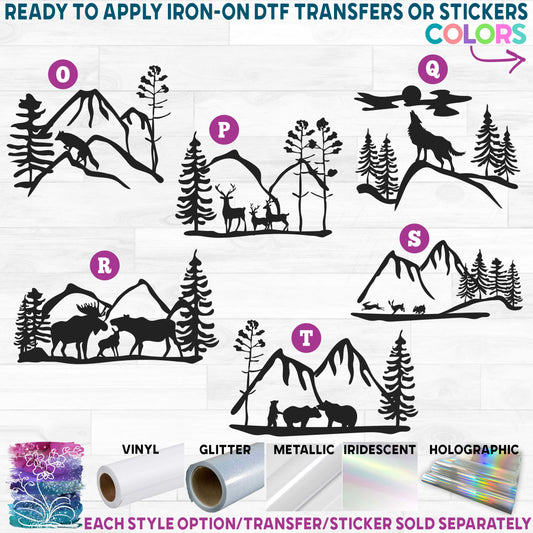 (s090-3) Wild Mountain Bear Moose Deer Rabbit Fox Wolf Printed Heat Transfer or Sticker