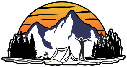 (090-01-F) Mountains Sunset Camping Tent Campfire Outdoors