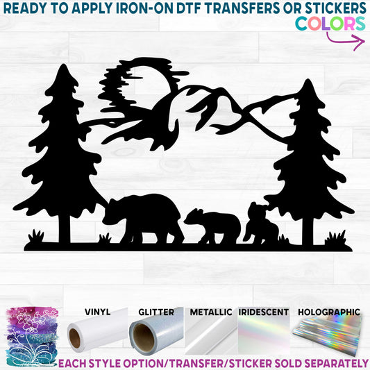 (s090-3A) Wild Mountain Mama Bear Cub Printed Heat Transfer or Sticker