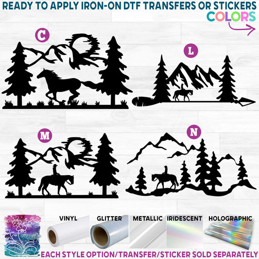 (s090-3) Wild Mountain Arrow Horse & Rider Printed Heat Transfer or Sticker