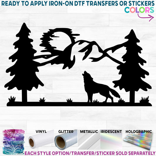 (s090-3B) Wild Mountain Wolf Printed Heat Transfer or Sticker