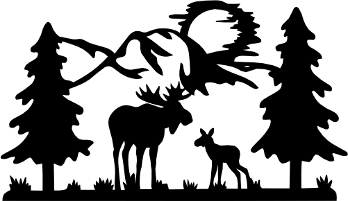 (090-03-E) Wild Mountain Moose & Baby