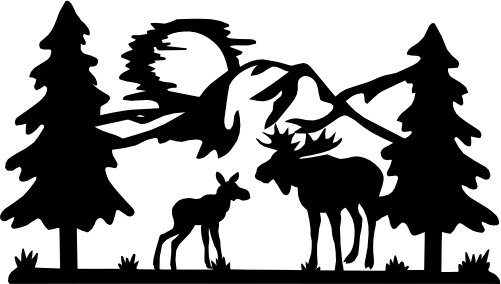 (090-03-F) Wild Mountain Moose & Baby