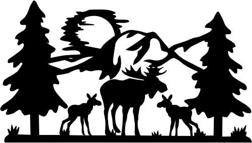 (090-03-G) Wild Mountain Moose & 2 Babies