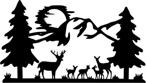 (090-03-J) Wild Mountain Deer Buck Doe 3 Fawns