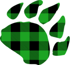 (s91-1-E) Bear Claw Paw Print Red, Green, Blue White Black Buffalo Plaid