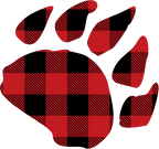 (s91-1-E) Bear Claw Paw Print Red, Green, Blue White Black Buffalo Plaid