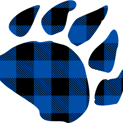 (091-01-E) Bear Claw Paw Print Red, Green, Blue White Black Buffalo Plaid