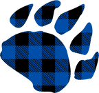 (s91-1-E) Bear Claw Paw Print Red, Green, Blue White Black Buffalo Plaid