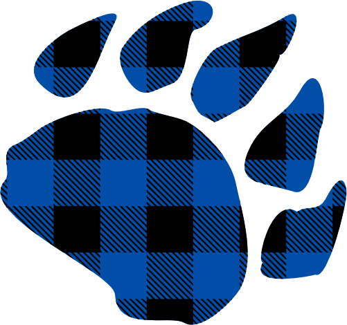 (s91-1-E) Bear Claw Paw Print Red, Green, Blue White Black Buffalo Plaid