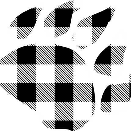 (091-01-E) Bear Claw Paw Print Red, Green, Blue White Black Buffalo Plaid