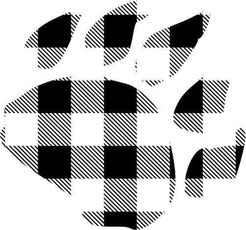 (s91-1-E) Bear Claw Paw Print Red, Green, Blue White Black Buffalo Plaid