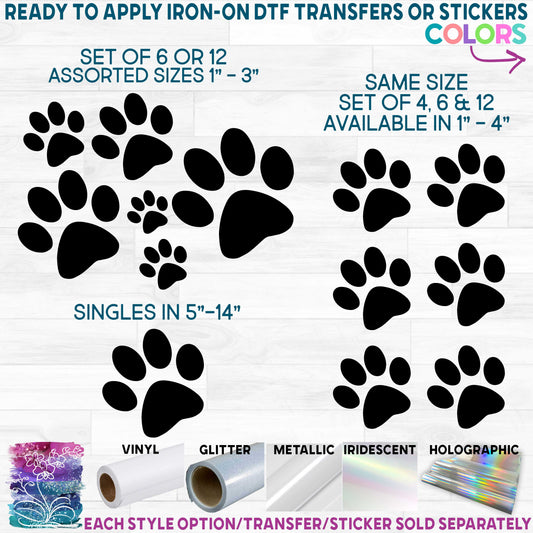 (s091-S1) Dog Cat Paw Prints Tracks Set or Single