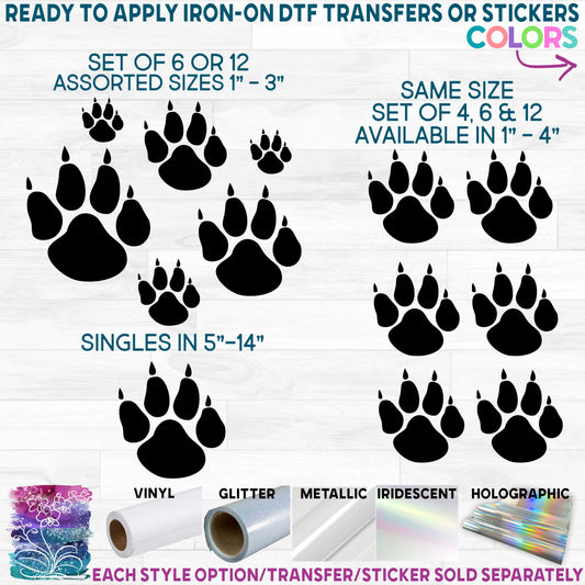 (s091-S2) Wolf Paw Prints Tracks Set or Single