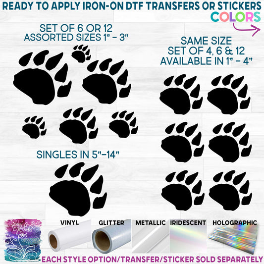 (s091-S5) Bear Paw Prints Tracks Set or Single