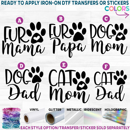 (s091-2) Fur Mama Printed Heat Transfer or Sticker