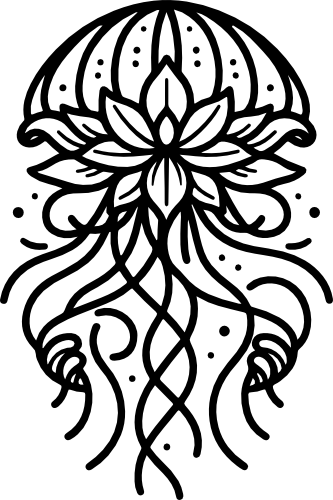 (s092-3-E) Jellyfish with Flowers Floral