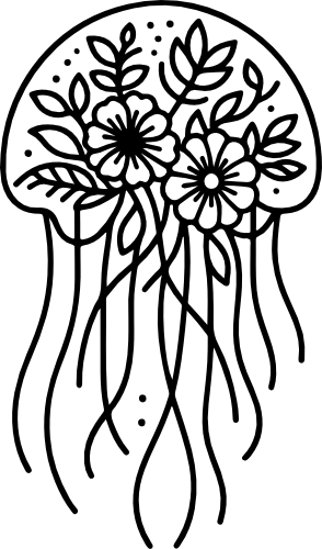 (s092-3-F) Jellyfish with Flowers Floral